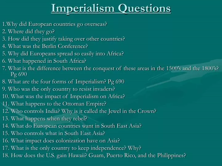 imperialism questions