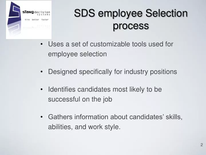 sds employee selection process