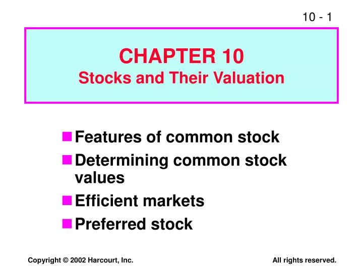 chapter 10 stocks and their valuation