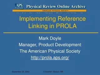 Implementing Reference Linking in PROLA