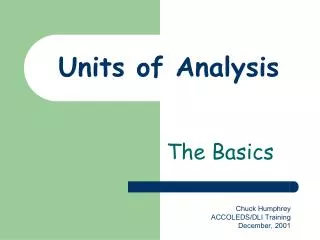 Units of Analysis