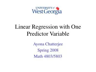 Linear Regression with One Predictor Variable