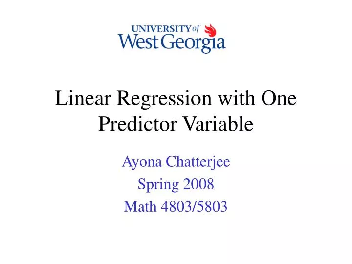 linear regression with one predictor variable
