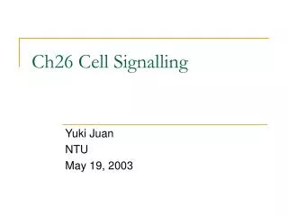 Ch26 Cell Signalling