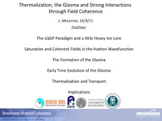 Thermalization , the Glasma and Strong Interactions through Field Coherence