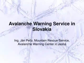 Avalanche Warning Service in Slovakia