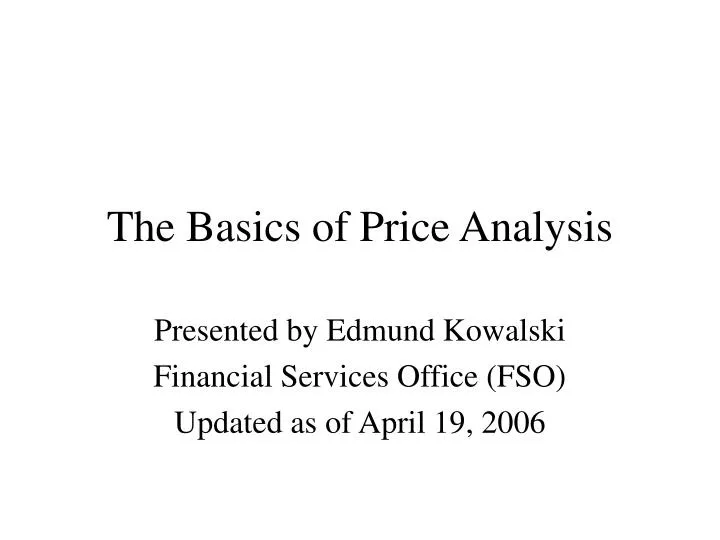 the basics of price analysis