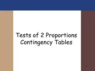 Tests of 2 Proportions Contingency Tables