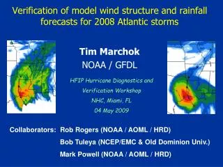 Verification of model wind structure and rainfall forecasts for 2008 Atlantic storms