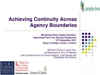 Achieving Continuity Across Agency Boundaries