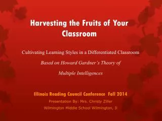 Harvesting the Fruits of Your Classroom