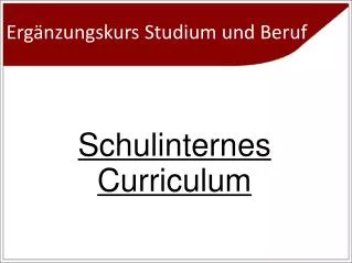 schulinternes curriculum