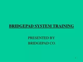 BRIDGEPAD SYSTEM TRAINING