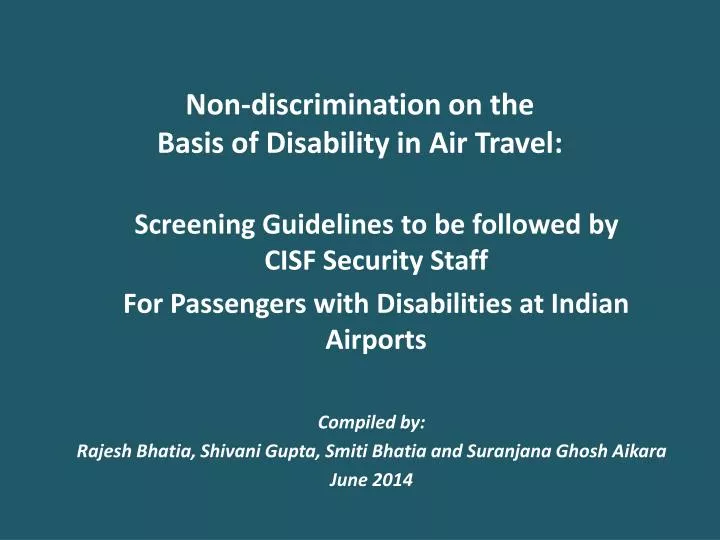 non discrimination on the basis of disability in air travel