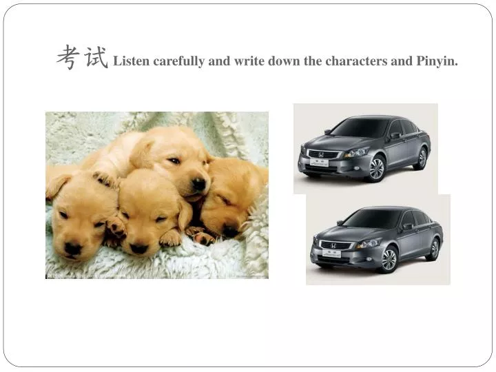 listen carefully and write down the characters and pinyin