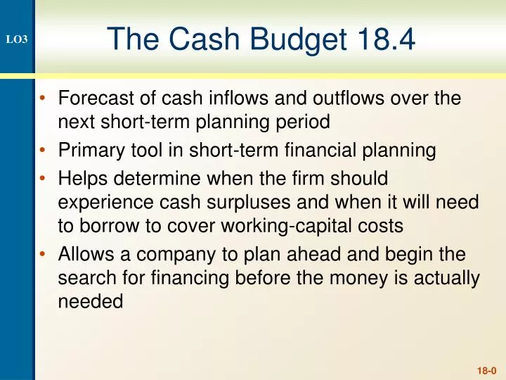 the cash budget 18 4