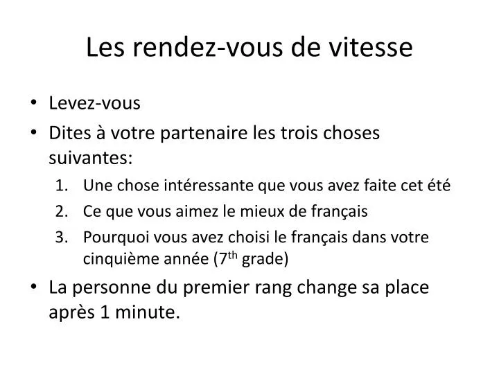 les rendez vous de vitesse