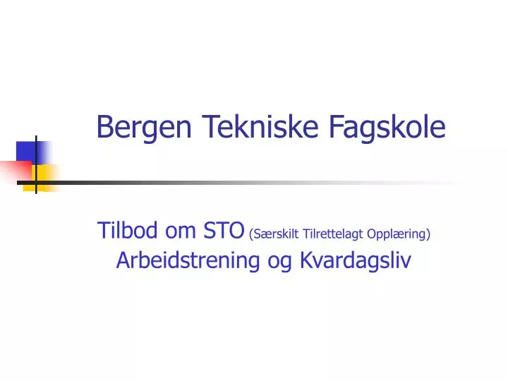 bergen tekniske fagskole