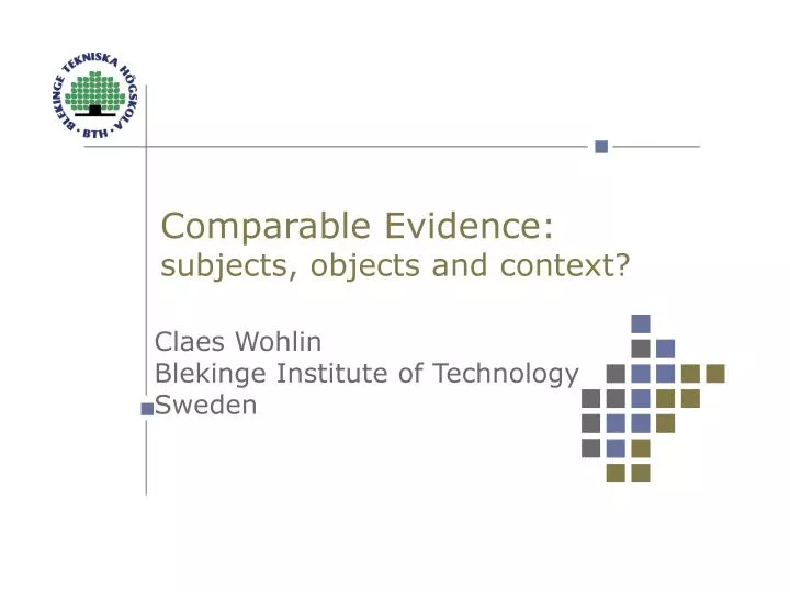 comparable evidence subjects objects and context