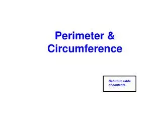 Perimeter &amp; Circumference