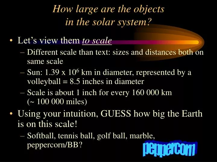 how large are the objects in the solar system