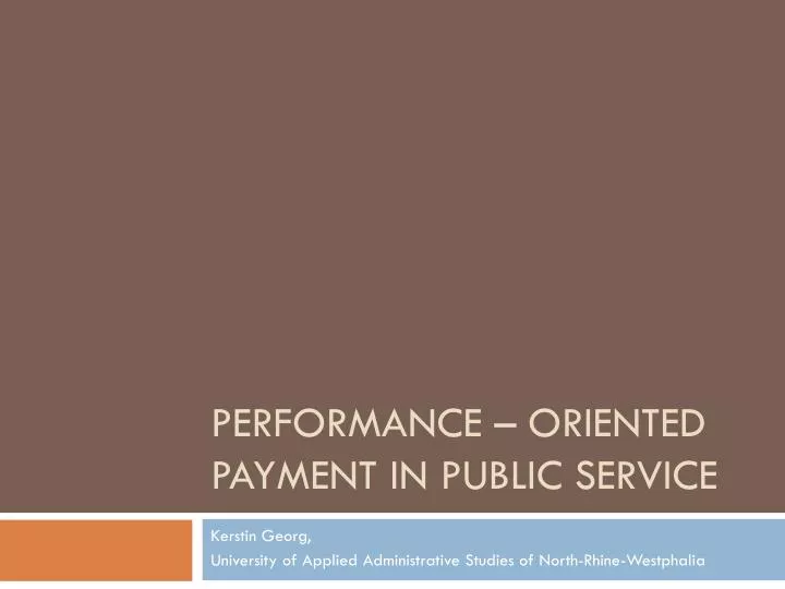 performance oriented payment in public service