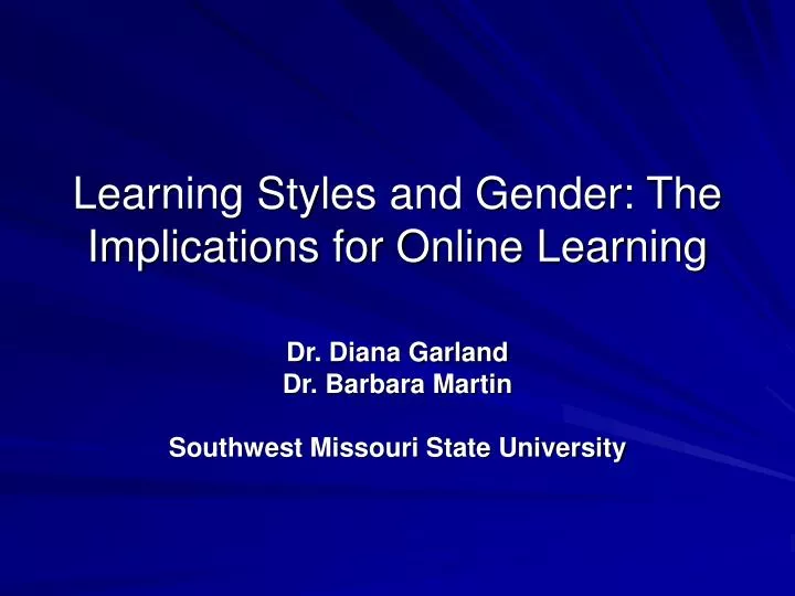 learning styles and gender the implications for online learning