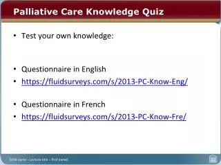 Palliative Care Knowledge Quiz