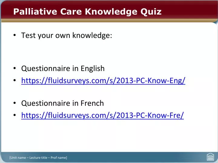 palliative care knowledge quiz