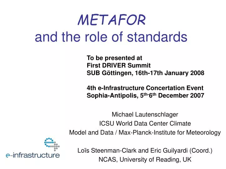 metafor and the role of standards