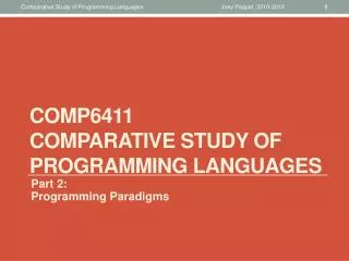 COMP6411 Comparative Study of Programming Languages