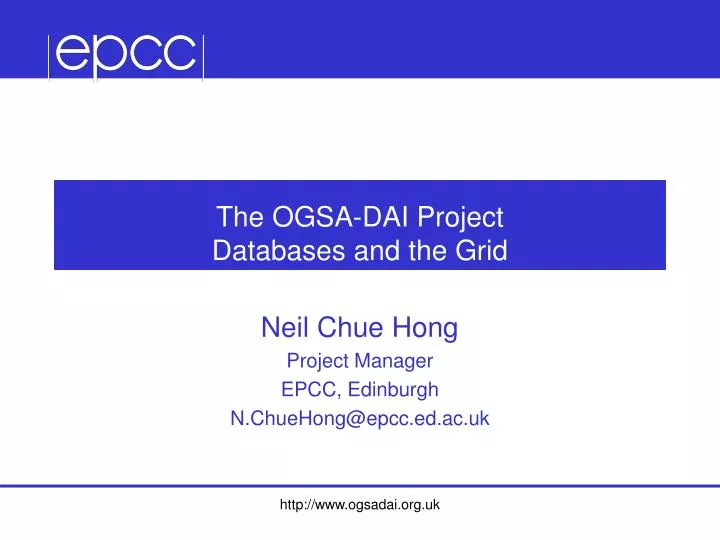the ogsa dai project databases and the grid