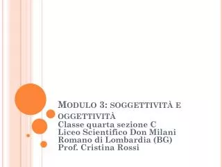 modulo 3 soggettivit e oggettivit
