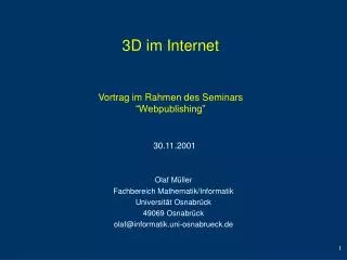 3d im internet vortrag im rahmen des seminars webpublishing
