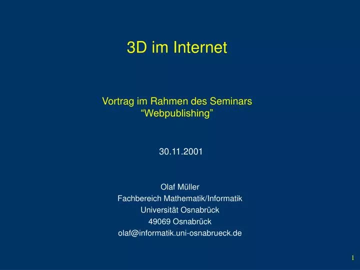 3d im internet vortrag im rahmen des seminars webpublishing
