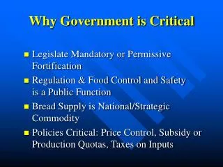 Why Government is Critical