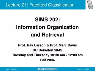 Lecture 21: Facetted Classification