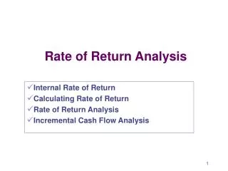 Rate of Return Analysis