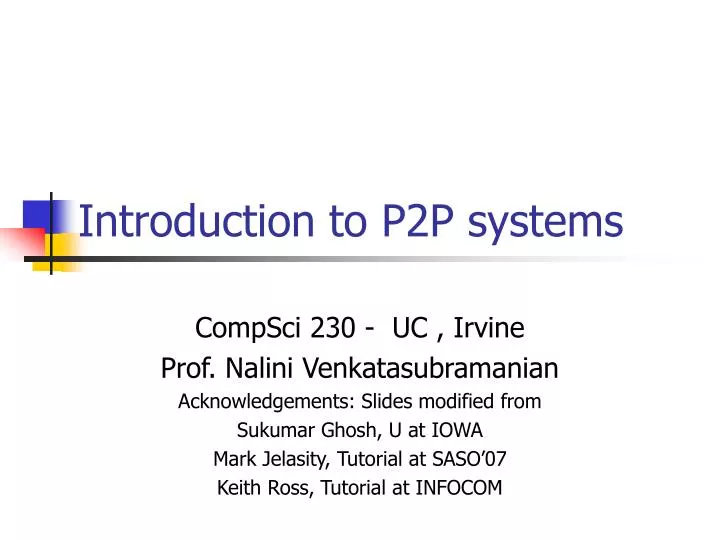 introduction to p2p systems