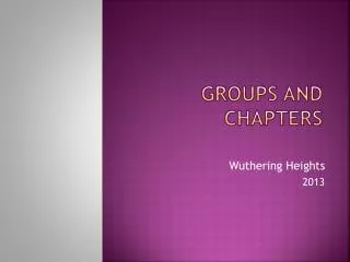 Groups and Chapters