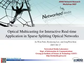 Optical Multicasting for Interactive Real-time Application in Sparse Splitting Optical Networks
