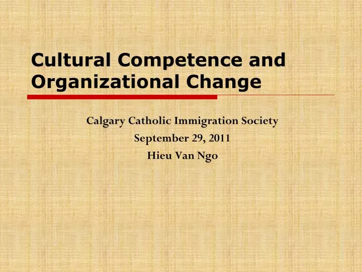 cultural competence and organizational change