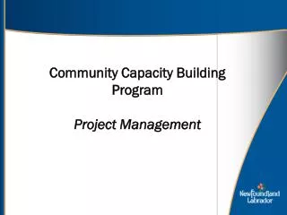 community capacity building program project management