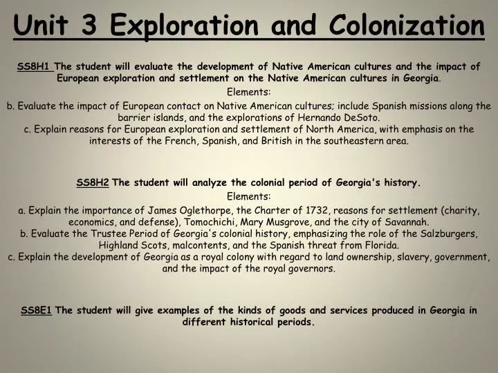 unit 3 exploration and colonization