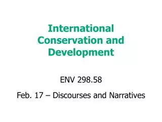 International Conservation and Development