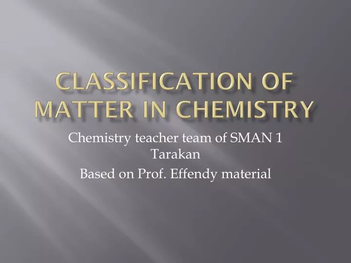 classification of matter in chemistry
