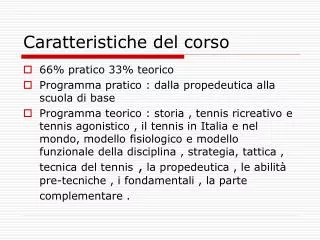 caratteristiche del corso