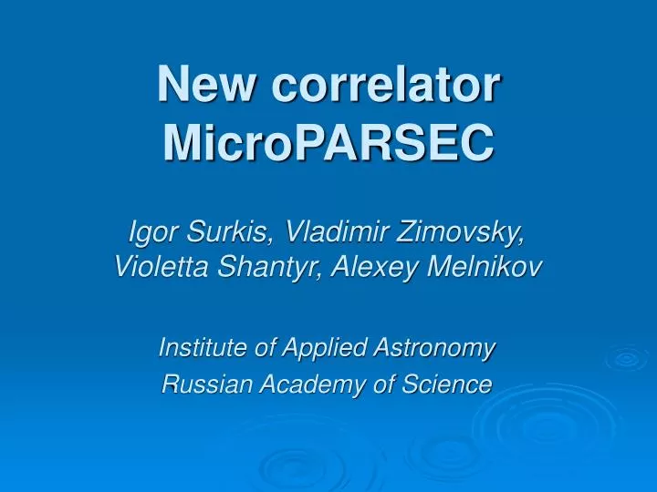 new correlator microparsec