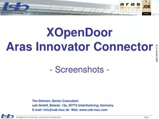 XOpenDoor Aras Innovator Connector - Screenshots -