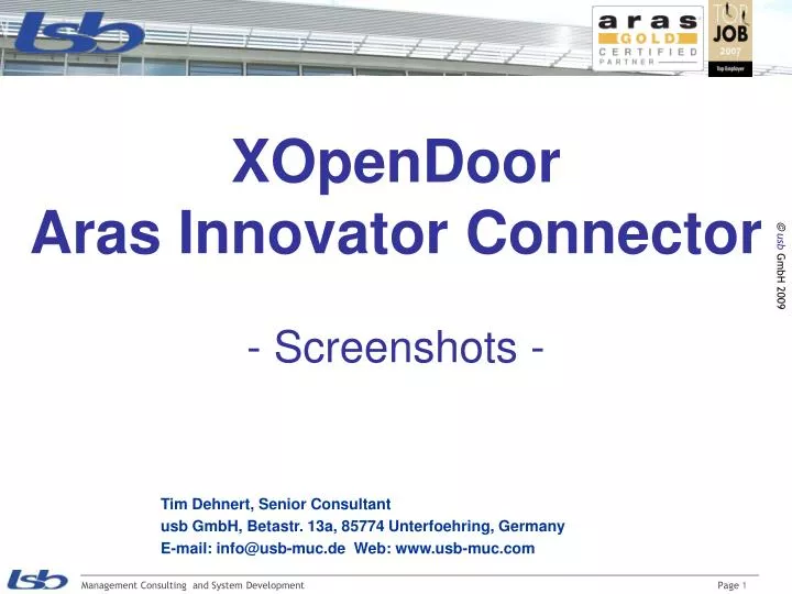 xopendoor aras innovator connector screenshots